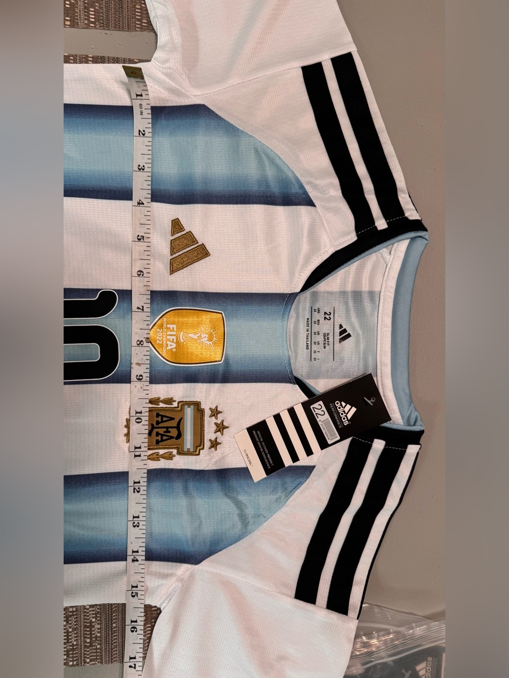 KIDS adidas White & Light Blue Argentina Soccer Set with Navy Shorts - Picture 3 of 6